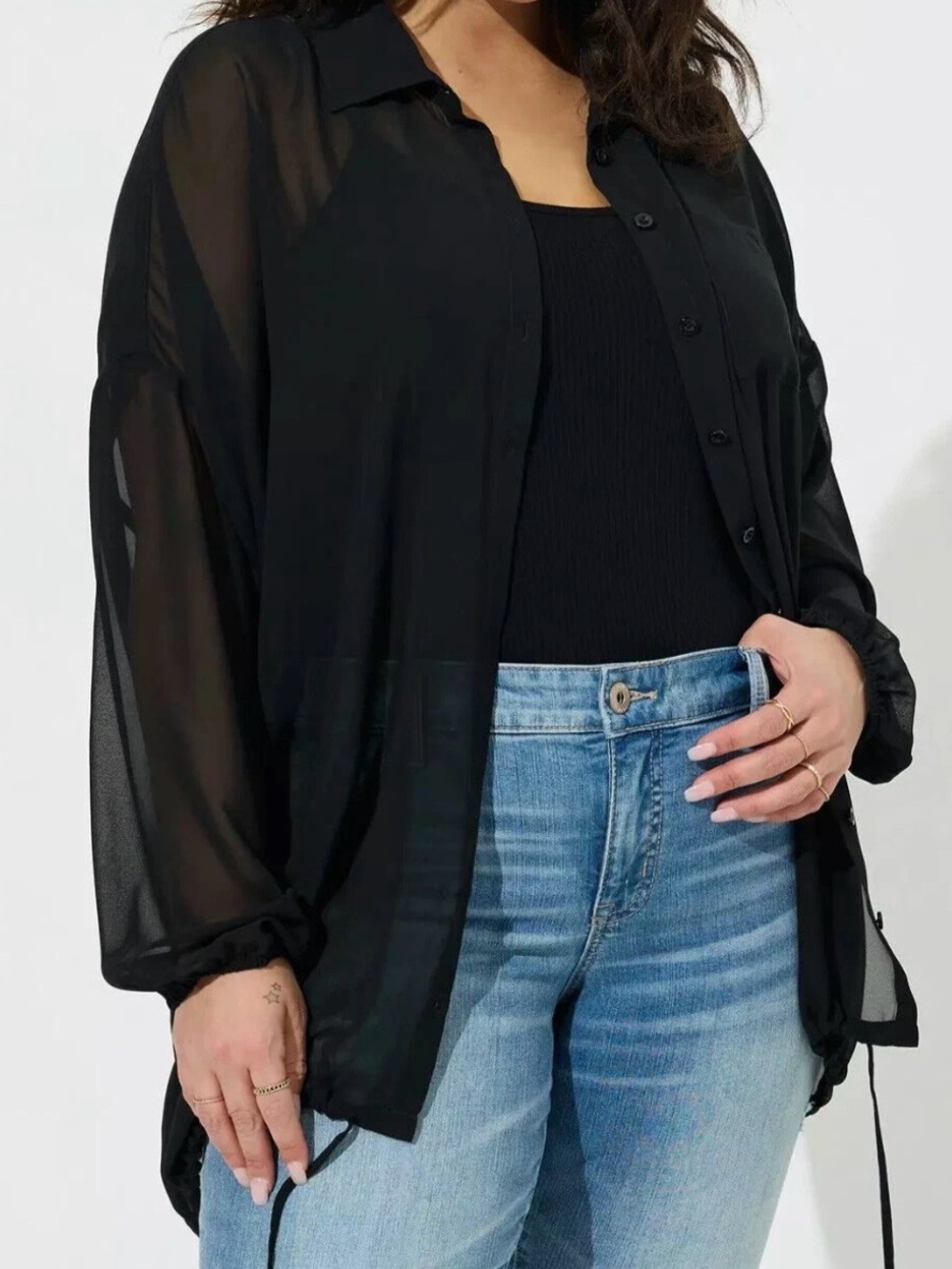 Torrid Chiffon Sheer Button Down